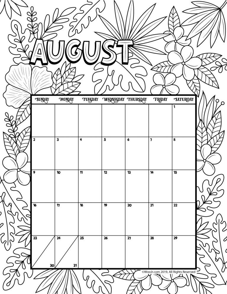 August Calendar Template Calendar Template Coloring P Vrogue co