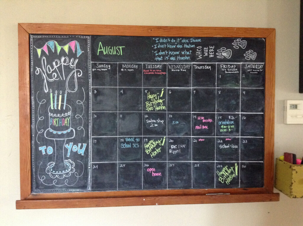 August Chalkboard Calendar Ideas Printable Word Searches