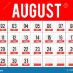 August Days On Calendar Cubes Stock Illustration Illustration Of
