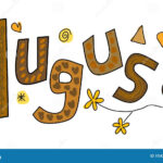 August Doodle Clipart Sticker Design Vector Illustration Cartoon Banner