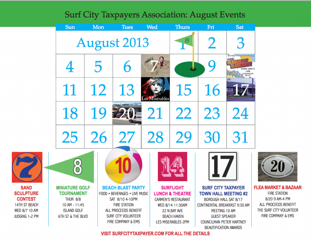 August Events Calendar SurfCityTaxpayer