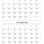 August September 2023 Calendar