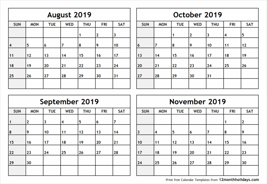 August September And October Calendar