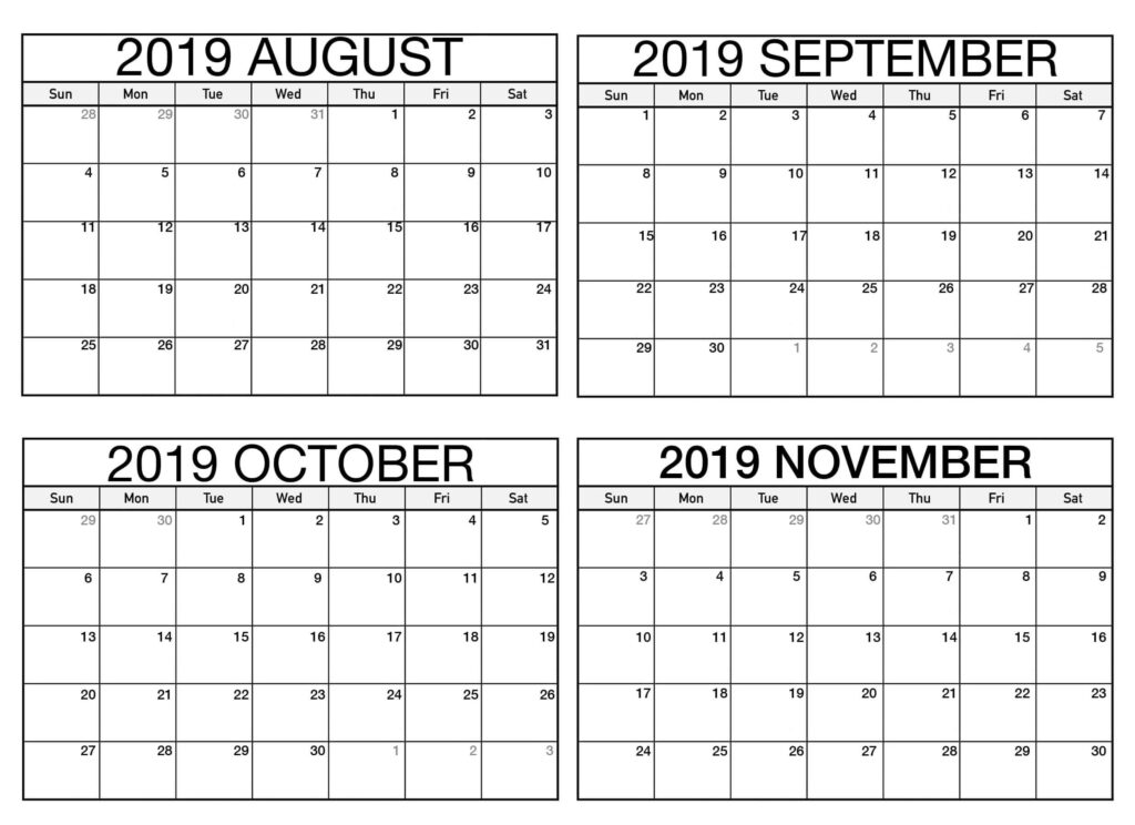 August Through October Best Calendar Example