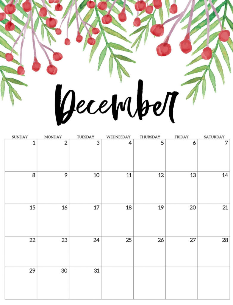 Blank December Calendar Template 2023