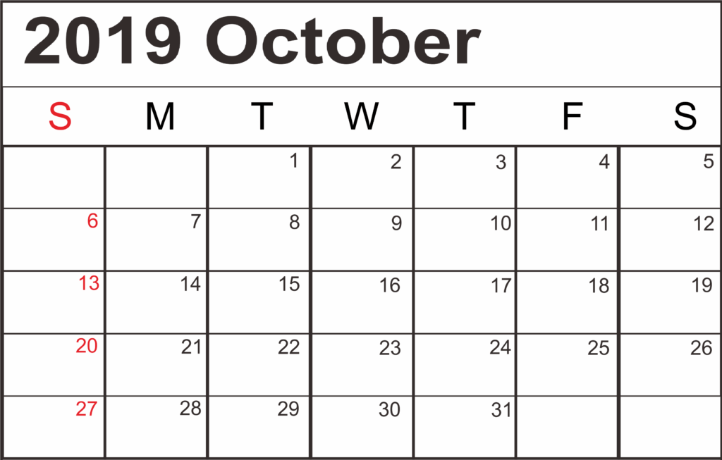 Blank Printable October Calendar