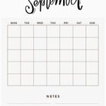 Blank September Calendar Printable