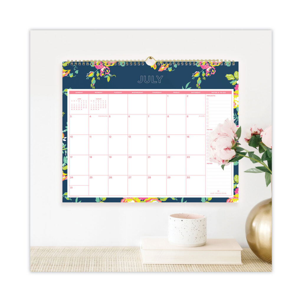Blue Sky Day Designer Peyton Academic Wall Calendar Floral Artwork 