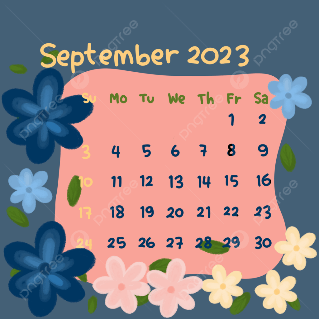 Calend rio De Setembro De 2023 Em Tons Pastel Decorado Com Flores 
