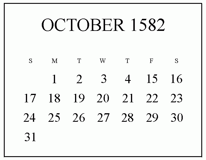 Calendar 1582 October Prntbl concejomunicipaldechinu gov co