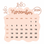 Calendar 2024 November Vintage Style Vector November 2024 November