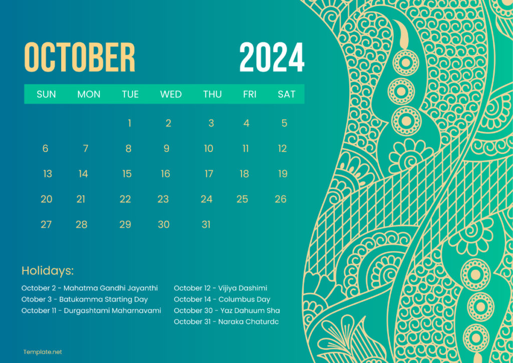 Calendar 2024 October Month Holidays In India Daveta Annmarie