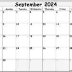 Calendar 2024 September Month Printable Ethel Janenna