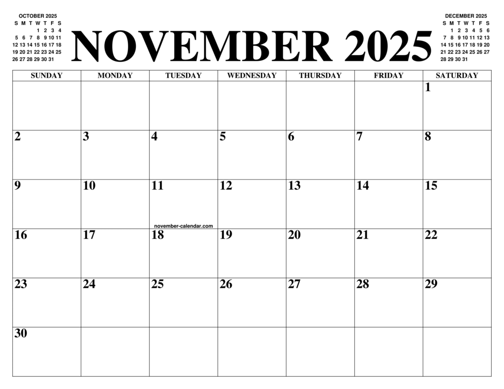 Calendar 2025 November Month Printable Free Download Lola J Cambridge