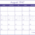 Calendar August 1947