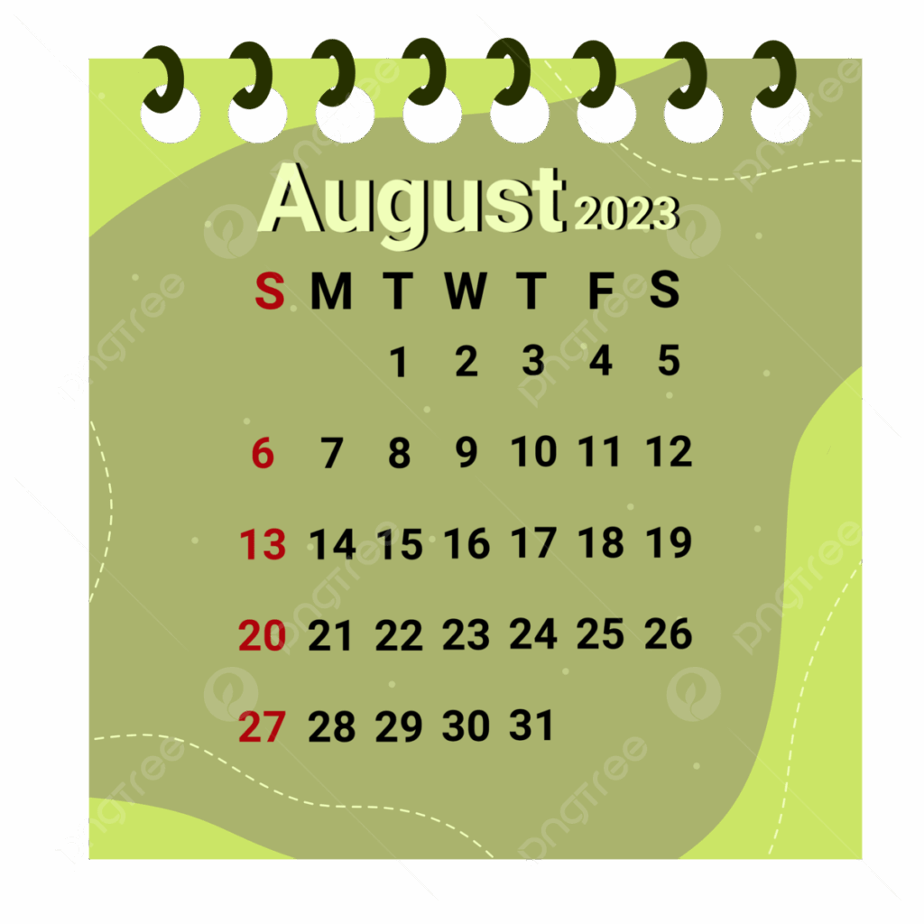 Calendar August 2023 August Month Calendar PNG Transparent Clipart 