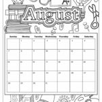 Calendar August Coloring Page