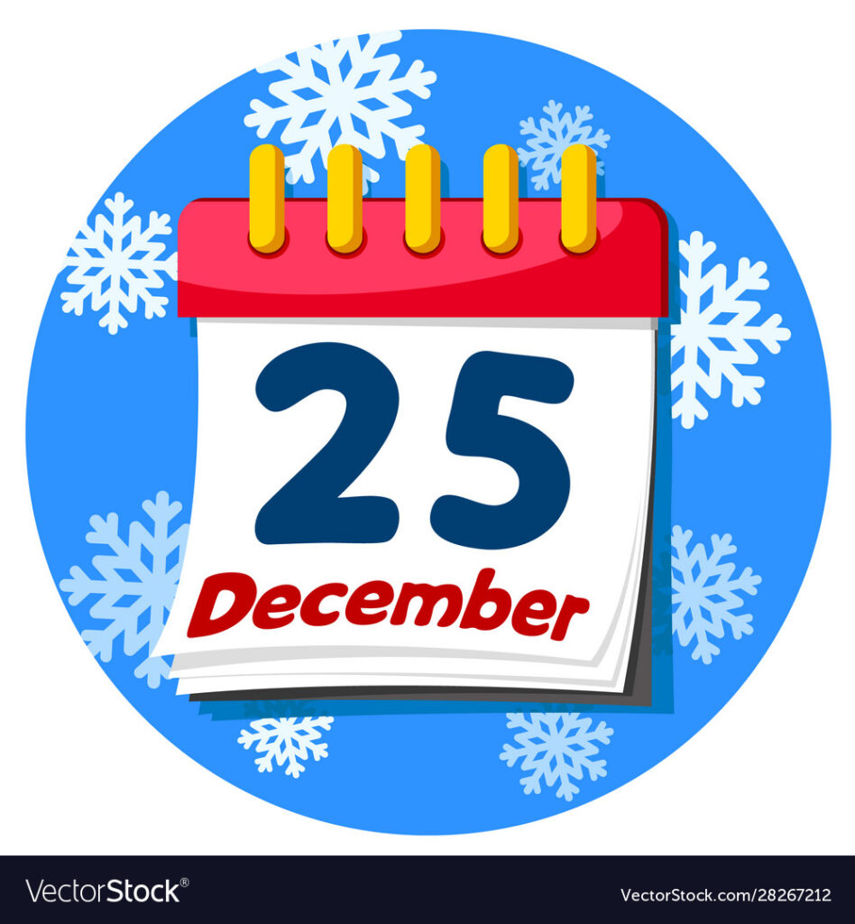 Calendar Book With Date December 25 On A Vector Image