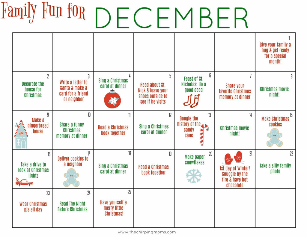 Calendar December Holidays Goldi Karalee