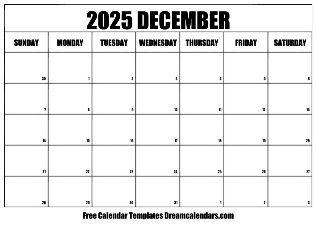 Calendar For December 2025 And January 2025 Printable Free Download Pdf 