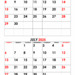Calendar For June July 2025 Free calendar su