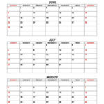 Calendar For June July August 2025 Free calendar su