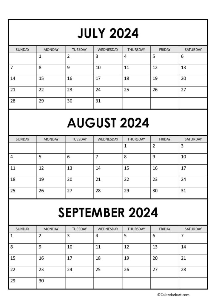 Calendar June July August September 2024 Printable Calendar 2025