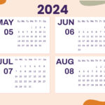 Calendar May Through August 2024 Pdf Vikki Orelia