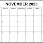 Calendar November 2025 Printable Free Pdf Audrey K Frencham
