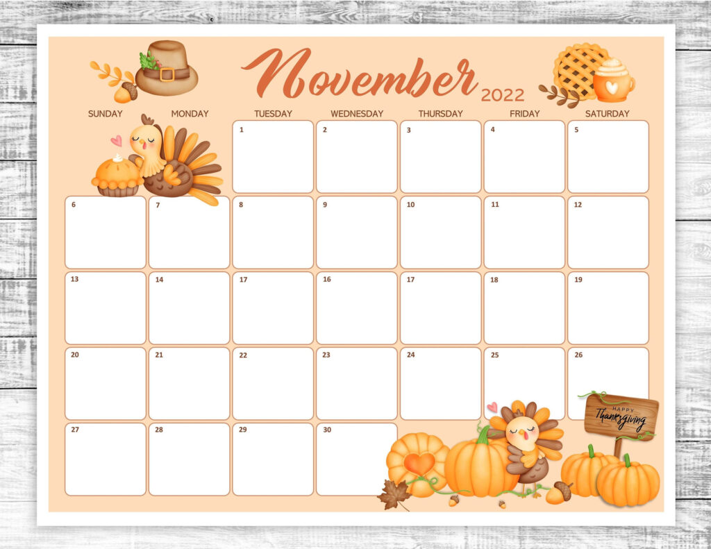 Calendar November Thanksgiving Printable Calendars AT A GLANCE