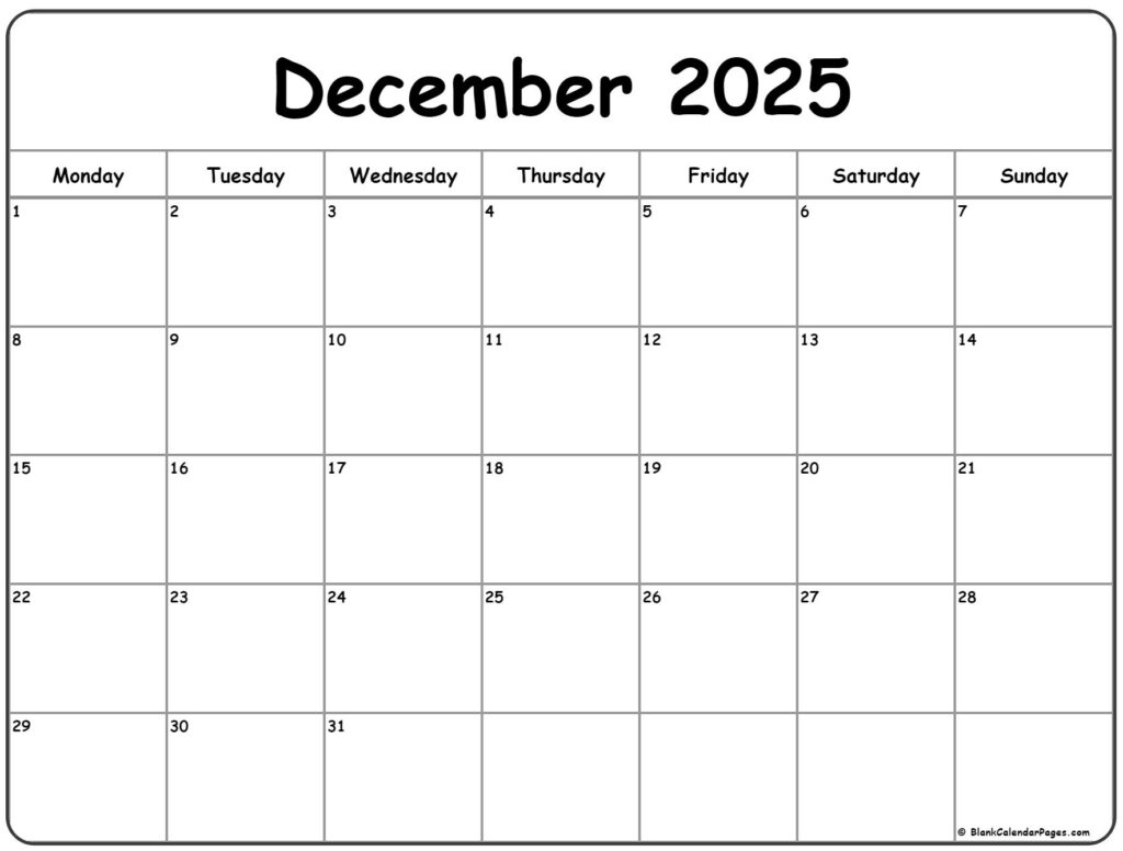 Calendar Of December 2025 Printable Sara Luna