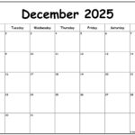Calendar Of December 2025 Printable Sara Luna
