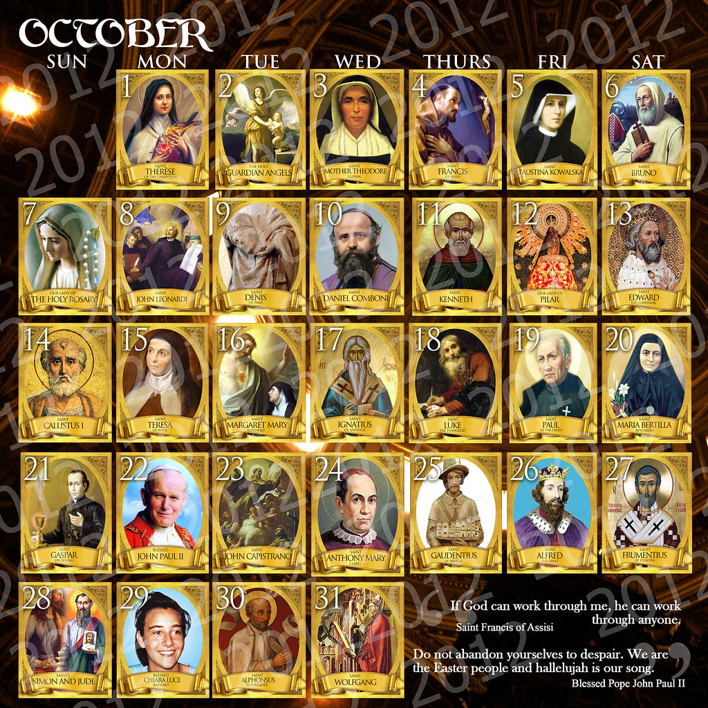 Calendar Of Saints October Devan Stafani