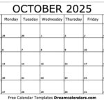 Calendar Print October 2025 James Tazewell