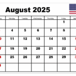 Calendar Printable August 2025 Sarah G Vaude