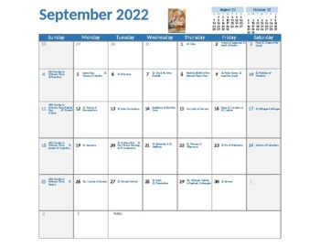 Catholic Calendar Of Saints Important Days August 2022 July 2023