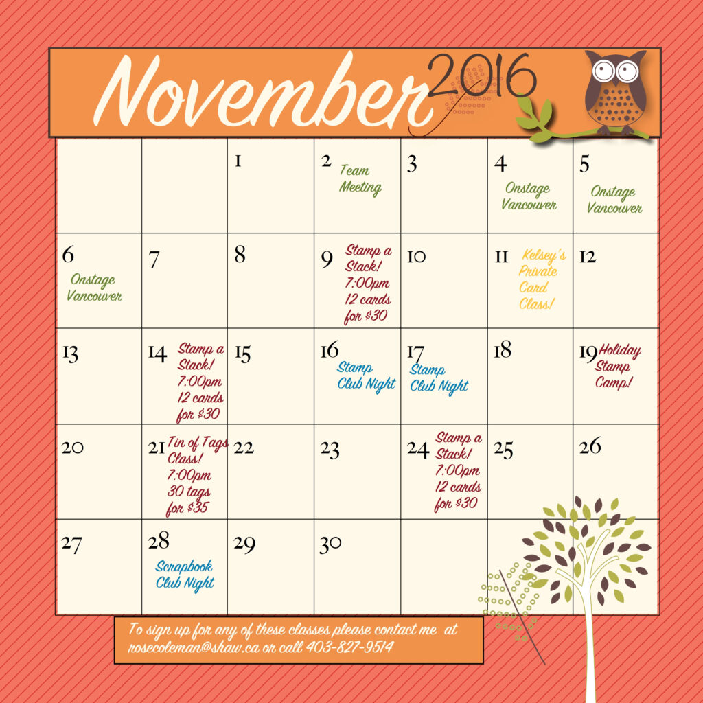 Check Out My November Events Rose Coleman