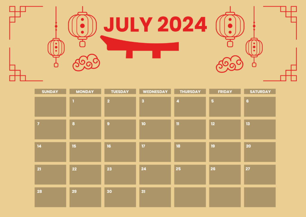 Chinese Calendar July 2024