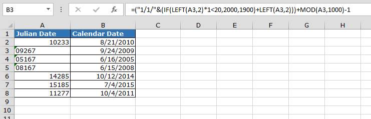 Convert Julian Date To A Calendar Date In Microsoft Excel