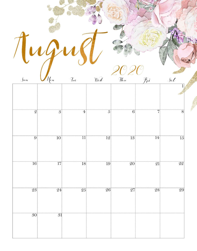 Cute August Calendar
