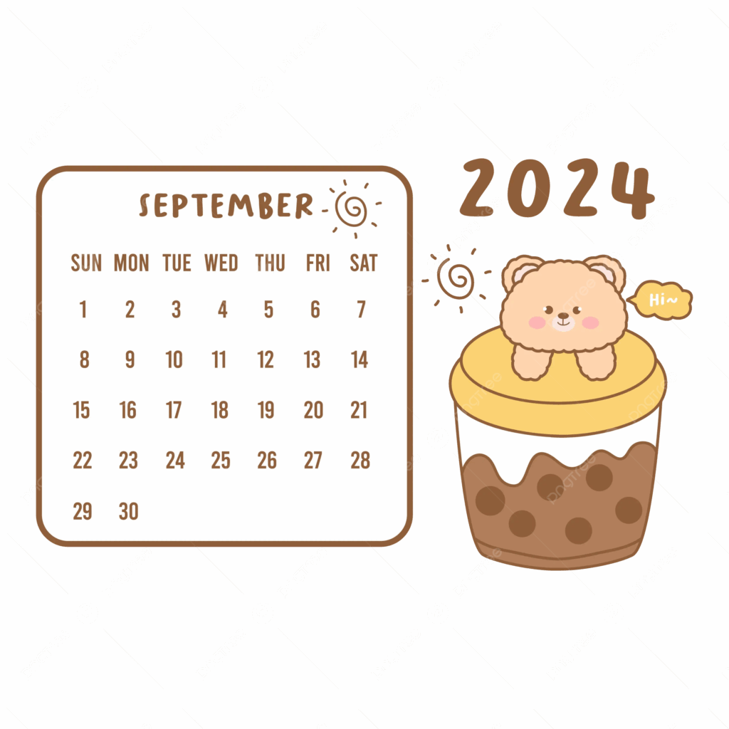 Cute Calendar September 2024 Vector September Calendar Cute Calendar 