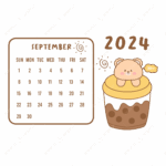 Cute Calendar September 2024 Vector September Calendar Cute Calendar