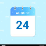 Daily Calendar 24th Of August Month On White Paper Note Vector Stock