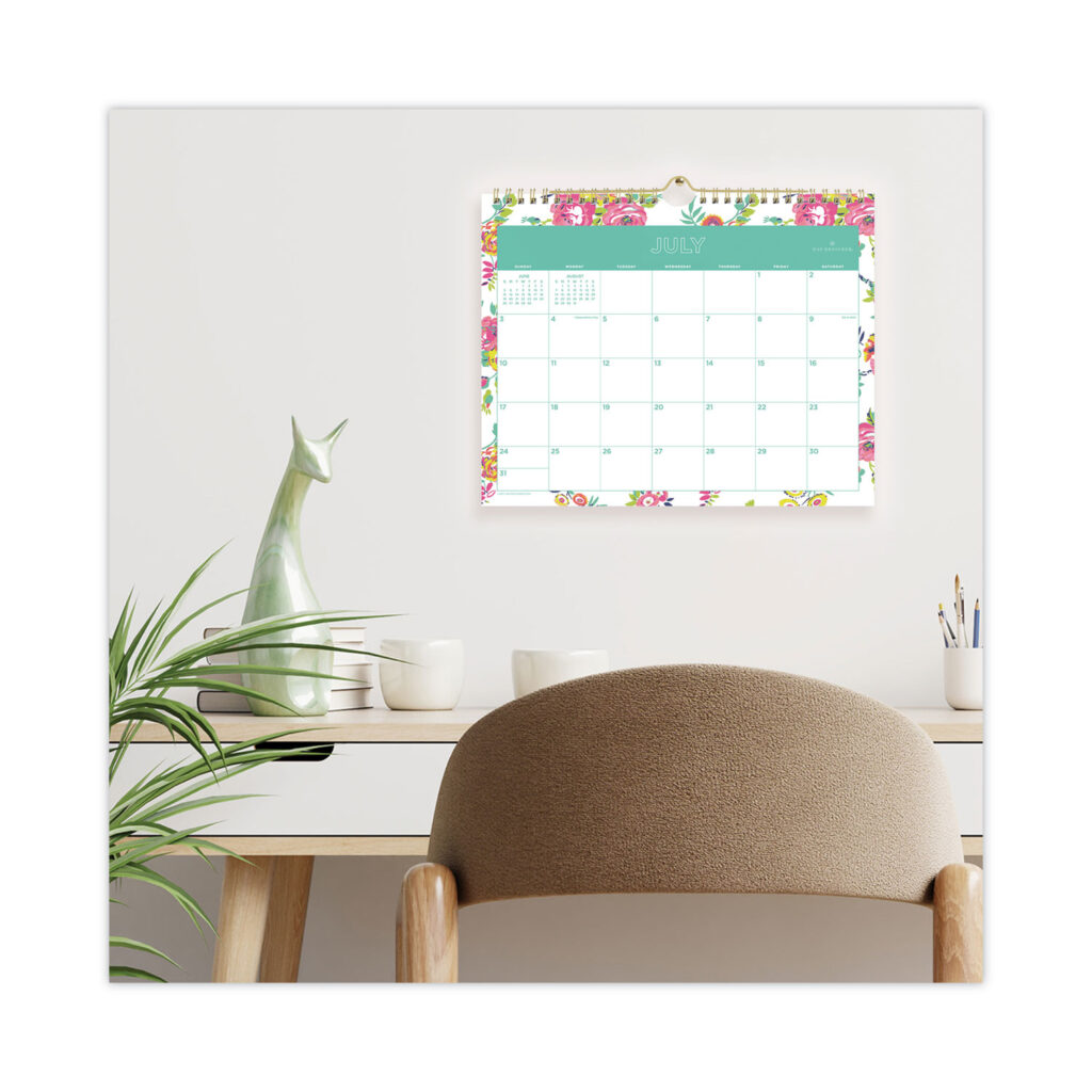 Day Designer Peyton Academic Wall Calendar Floral Artwork 11 X 8 75 