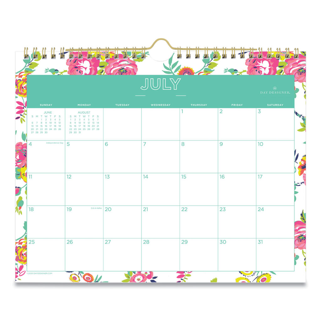 Day Designer Peyton Academic Wall Calendar Floral Artwork 11 X 8 75 
