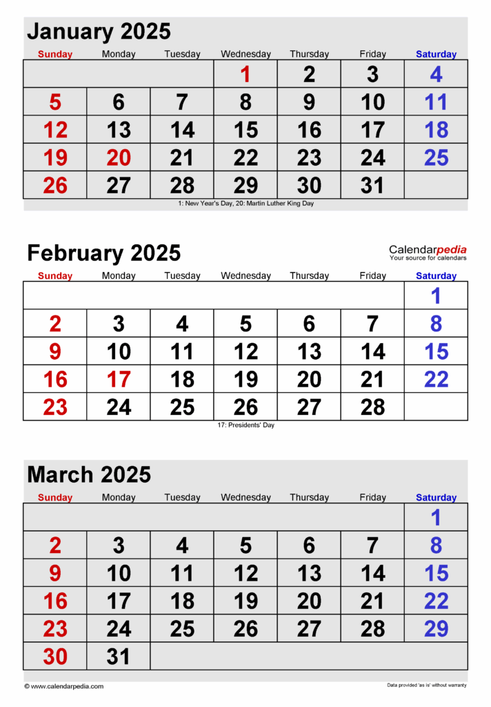 Dec Jan Feb Calendar 2025 Printable Julian Kamal