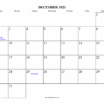 December 1923 Calendar