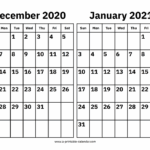 December 2020 And January 2021 Calendar A Printable Calendar