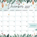 December 2021 Calendar Beautiful Winter White Christmas With Etsy