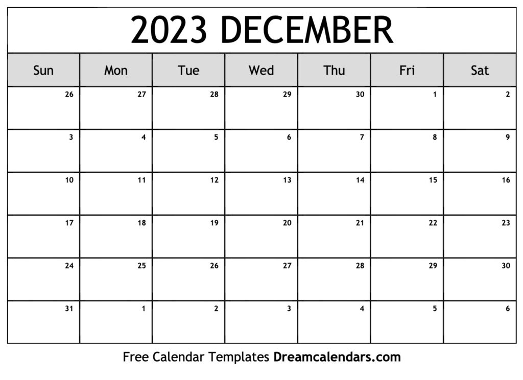 December 2023 Calendar Free Printable With Holidays And Observances